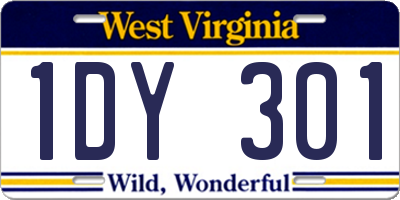 WV license plate 1DY301