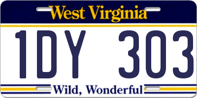WV license plate 1DY303