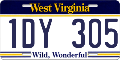 WV license plate 1DY305