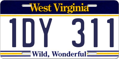 WV license plate 1DY311
