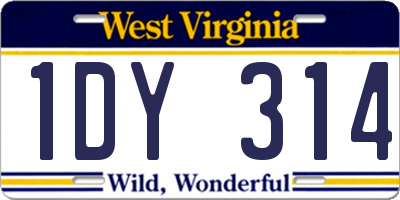 WV license plate 1DY314