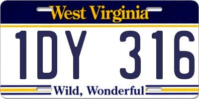 WV license plate 1DY316