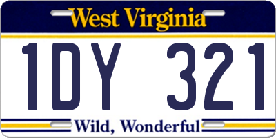 WV license plate 1DY321