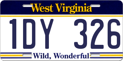 WV license plate 1DY326