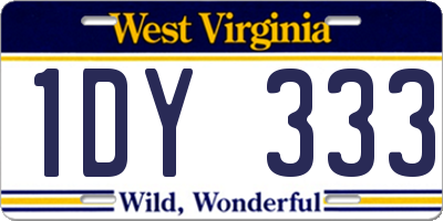 WV license plate 1DY333