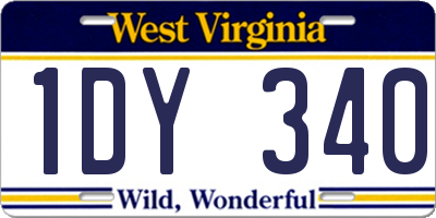 WV license plate 1DY340