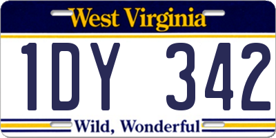 WV license plate 1DY342