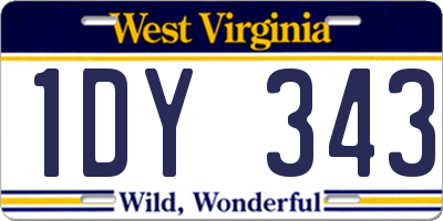 WV license plate 1DY343