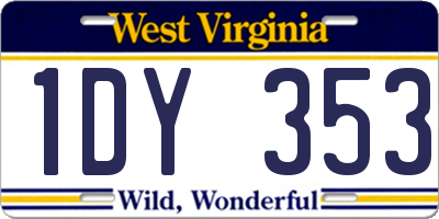 WV license plate 1DY353