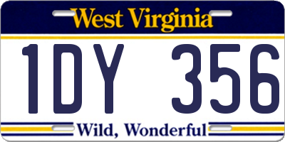 WV license plate 1DY356