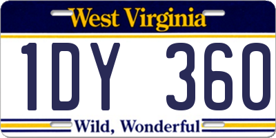 WV license plate 1DY360