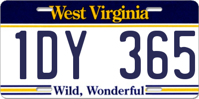 WV license plate 1DY365