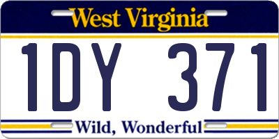 WV license plate 1DY371