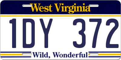 WV license plate 1DY372