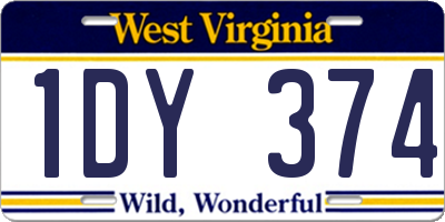 WV license plate 1DY374