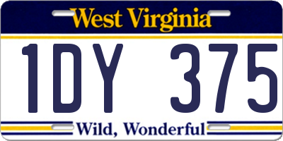WV license plate 1DY375