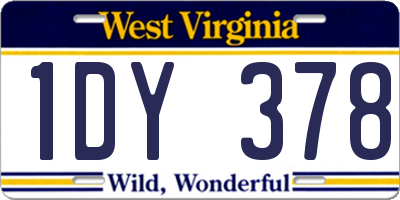 WV license plate 1DY378