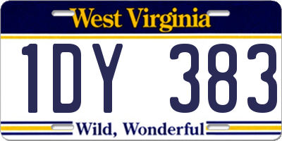 WV license plate 1DY383