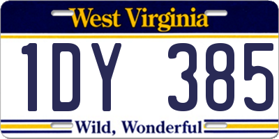 WV license plate 1DY385