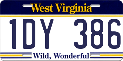 WV license plate 1DY386