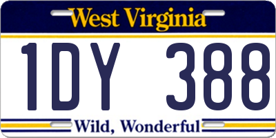 WV license plate 1DY388