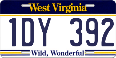 WV license plate 1DY392