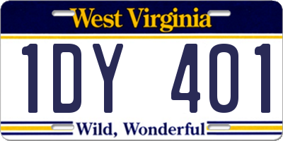 WV license plate 1DY401