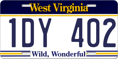 WV license plate 1DY402