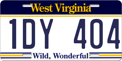 WV license plate 1DY404