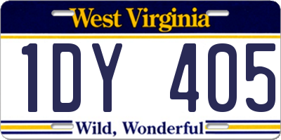 WV license plate 1DY405