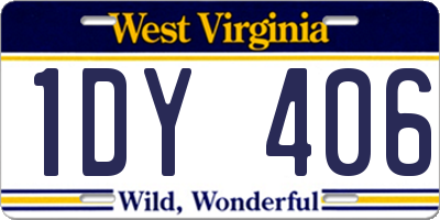 WV license plate 1DY406