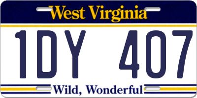 WV license plate 1DY407