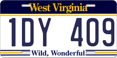 WV license plate 1DY409