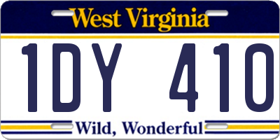 WV license plate 1DY410