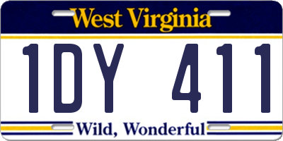WV license plate 1DY411