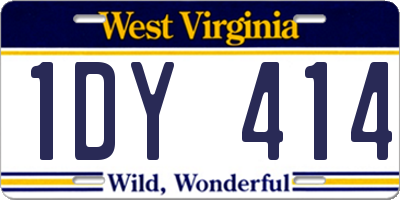WV license plate 1DY414