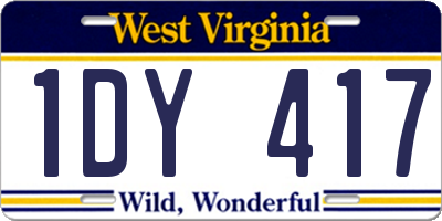 WV license plate 1DY417