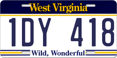 WV license plate 1DY418