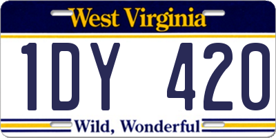WV license plate 1DY420