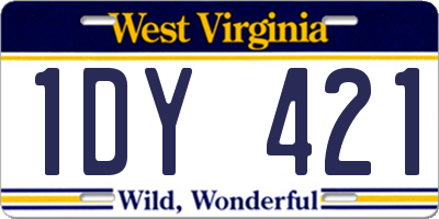 WV license plate 1DY421