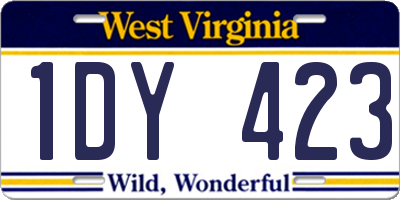 WV license plate 1DY423