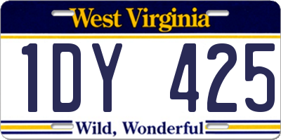 WV license plate 1DY425
