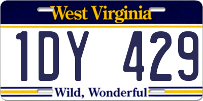 WV license plate 1DY429