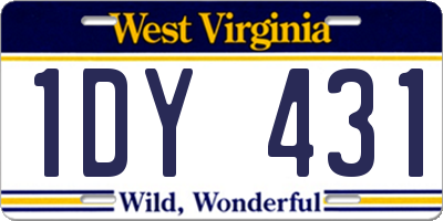 WV license plate 1DY431