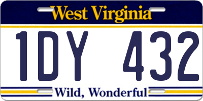 WV license plate 1DY432