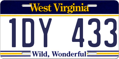 WV license plate 1DY433