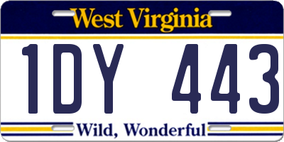 WV license plate 1DY443