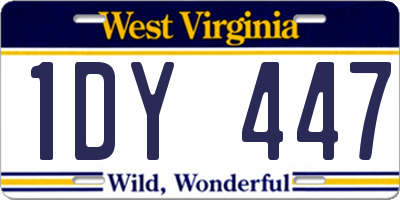 WV license plate 1DY447