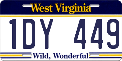 WV license plate 1DY449