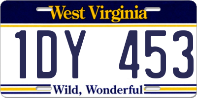 WV license plate 1DY453